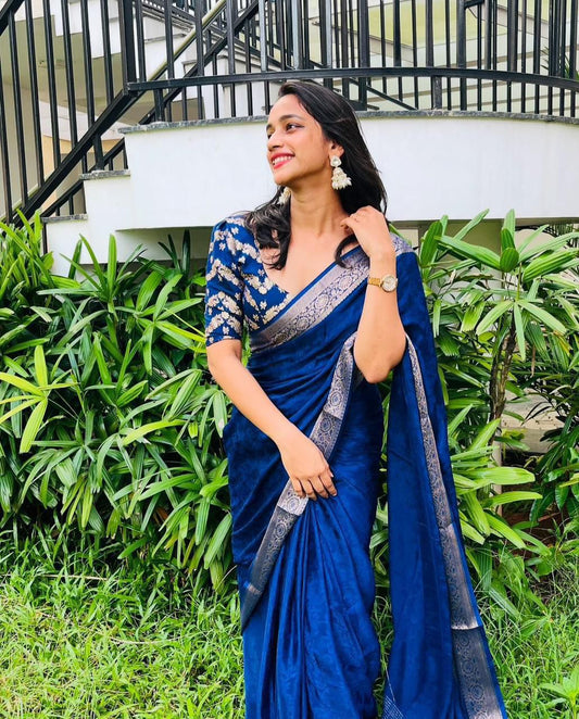 🔸 Premium Viscose Chinon Weaving Pattern Saree 🌸