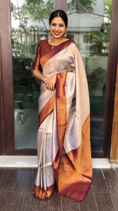 Soft Lichi Silk Rich Pallu with Intricate Jacquard Work – Timeless & Regal - Madhuram Sarees