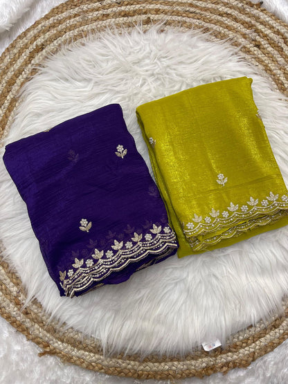 🌸✨ Exclusive Crunchy Chiffon Saree – By Madhuram Sarees ✨🌸